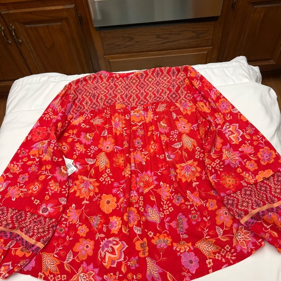 NWT Liverpool Los Angeles Red/Orange Print Top.  Sz. Lg. - Picture 15 of 16